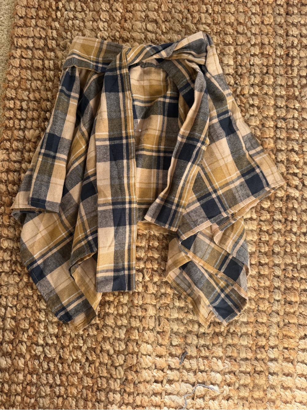 NWOT Plaid Tie-Waist Skirt - Mustard & Navy